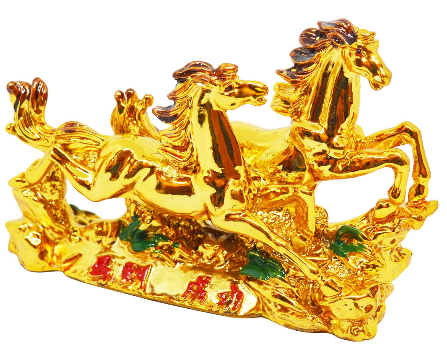 FengShui Golden The Pair Of Horse Statue Figurine Home Office  Decoration for Good Luck.