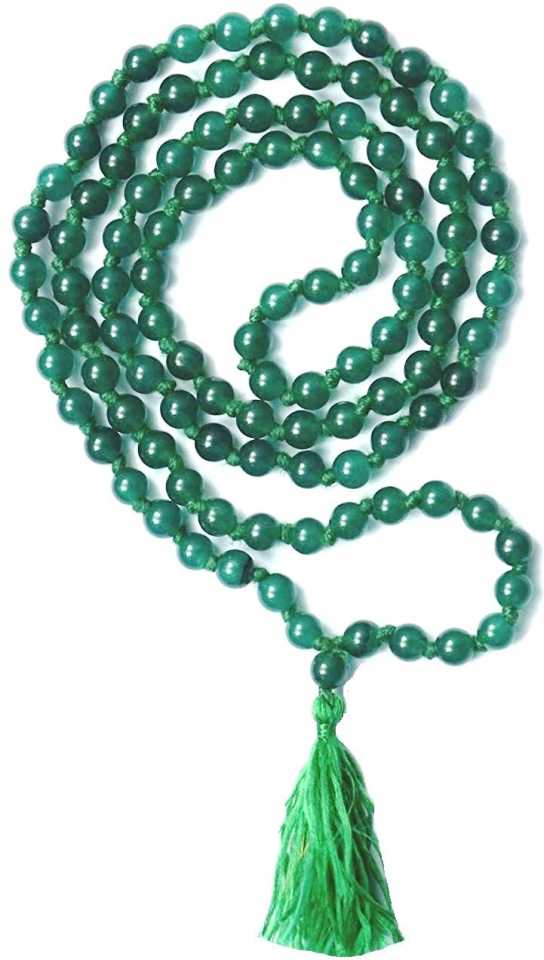 Natural Green Aventurine Prayer Mala  6.5 MM 108+1 Beads Jap Mala.