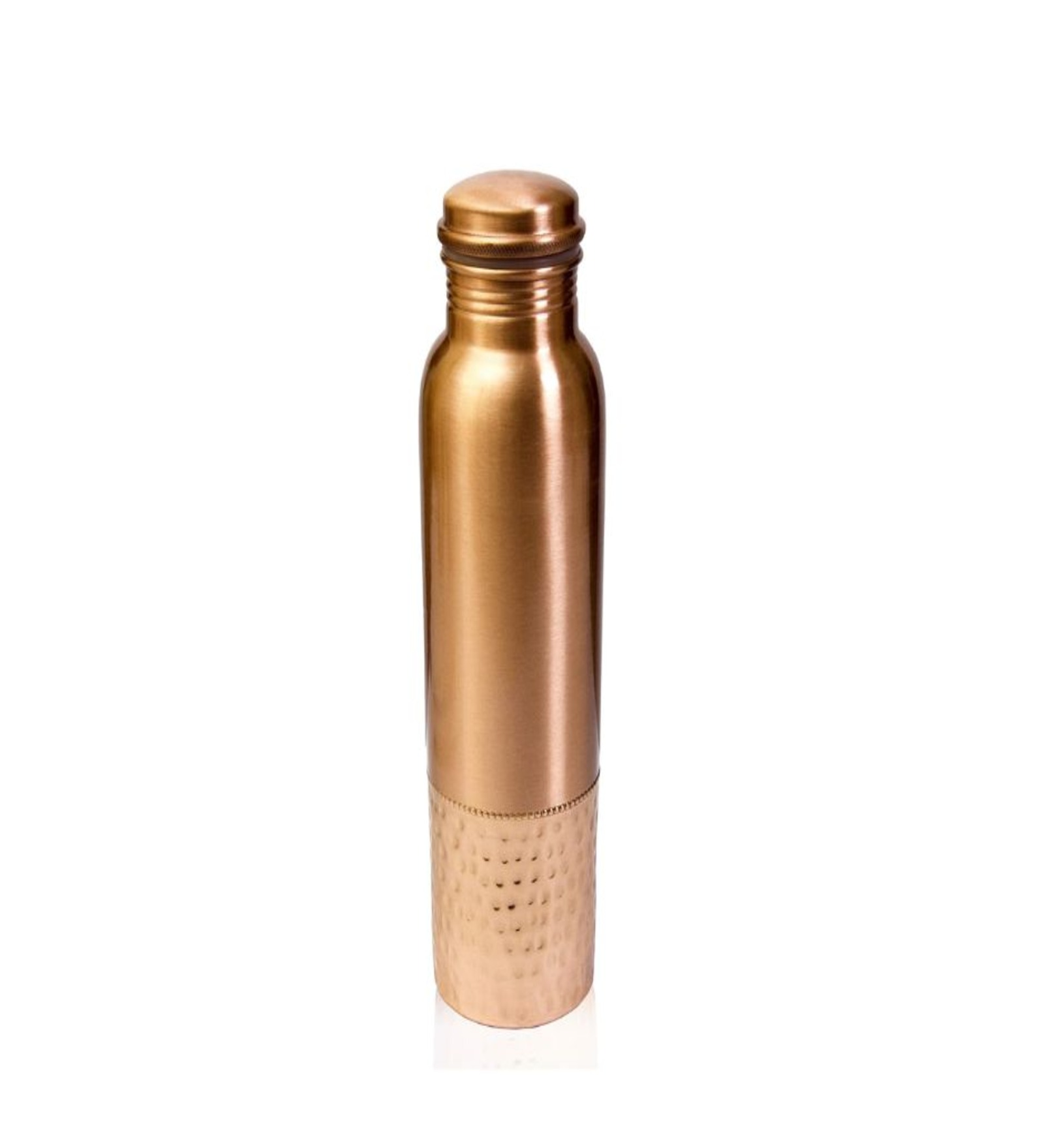 Round Hammered Pure Copper Water Bottle Leak Proof 1 Ltr-Copper Vessel-An Ayuervedic Water Bottle-Capacity 34 Oz Half Hammered Copper Bottle