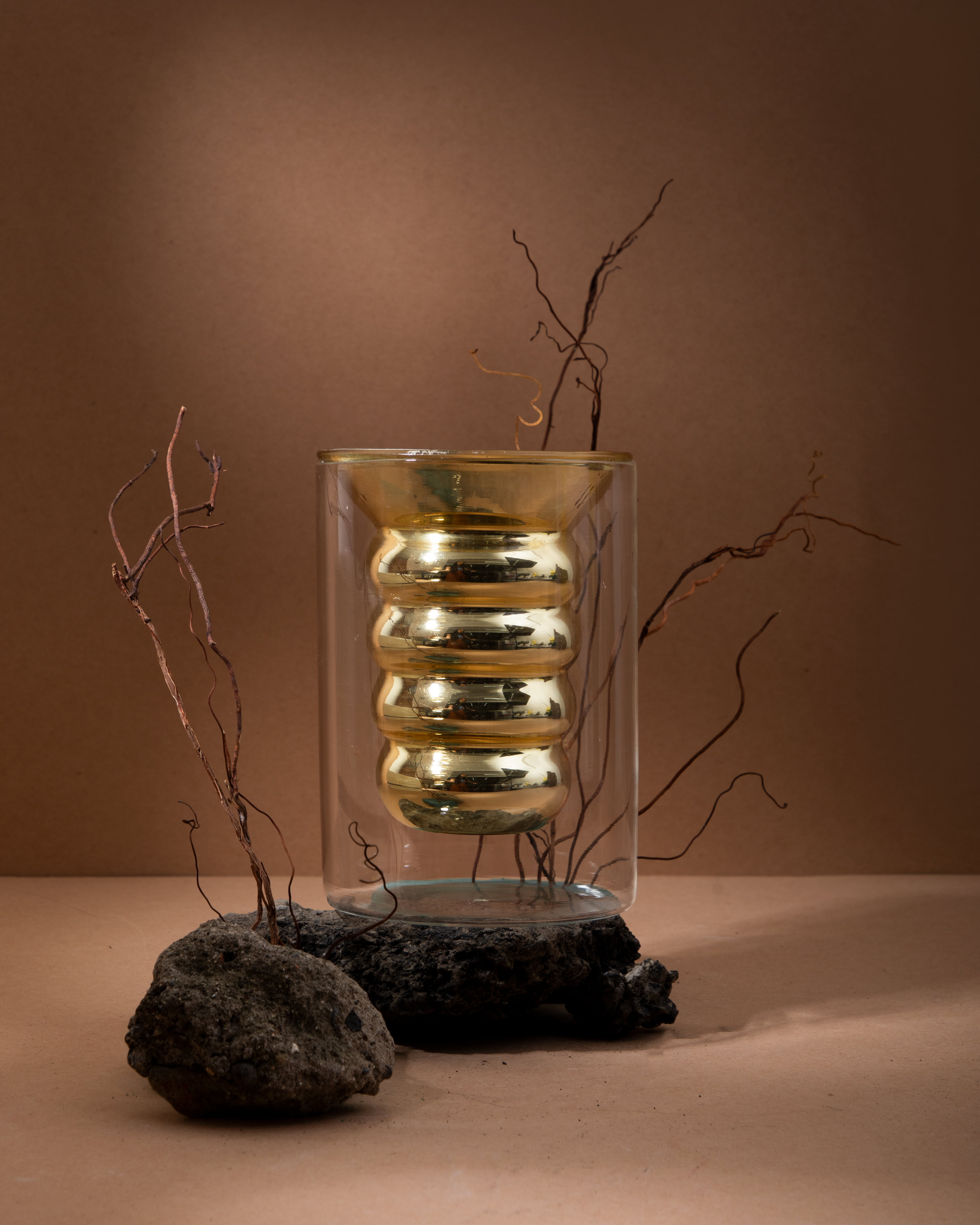 Luxe Candle – Blanc (Large) | 25-Hour Gold Double-Walled Glass Candle with Mango, Peach & Vanilla Notes