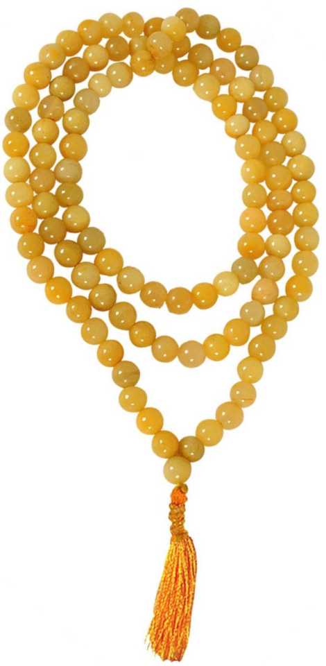 Natural Yellow Calcite Stone Prayer Rosary Mala -8 MM 108+1 Beads.