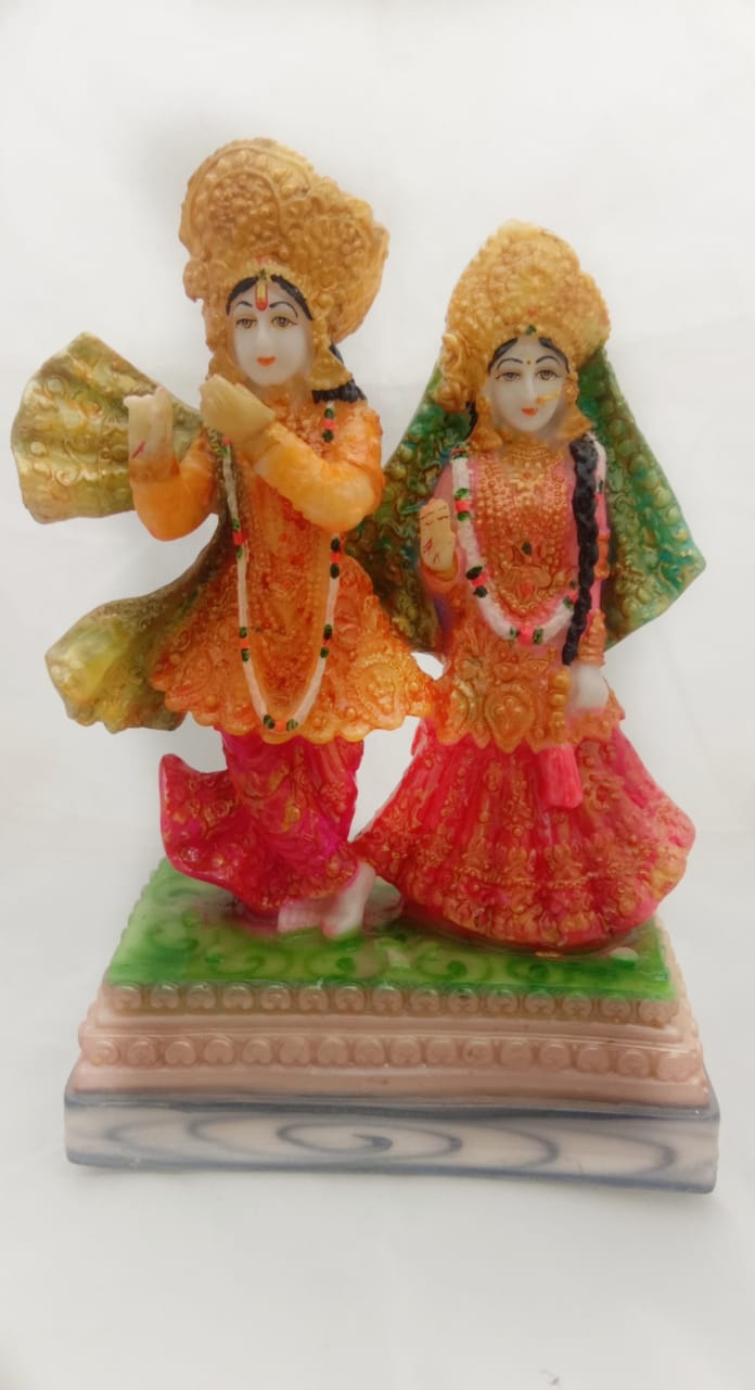 God Radha Krishan Hand Carved Resin Idol Poly Resin Home Decorative.