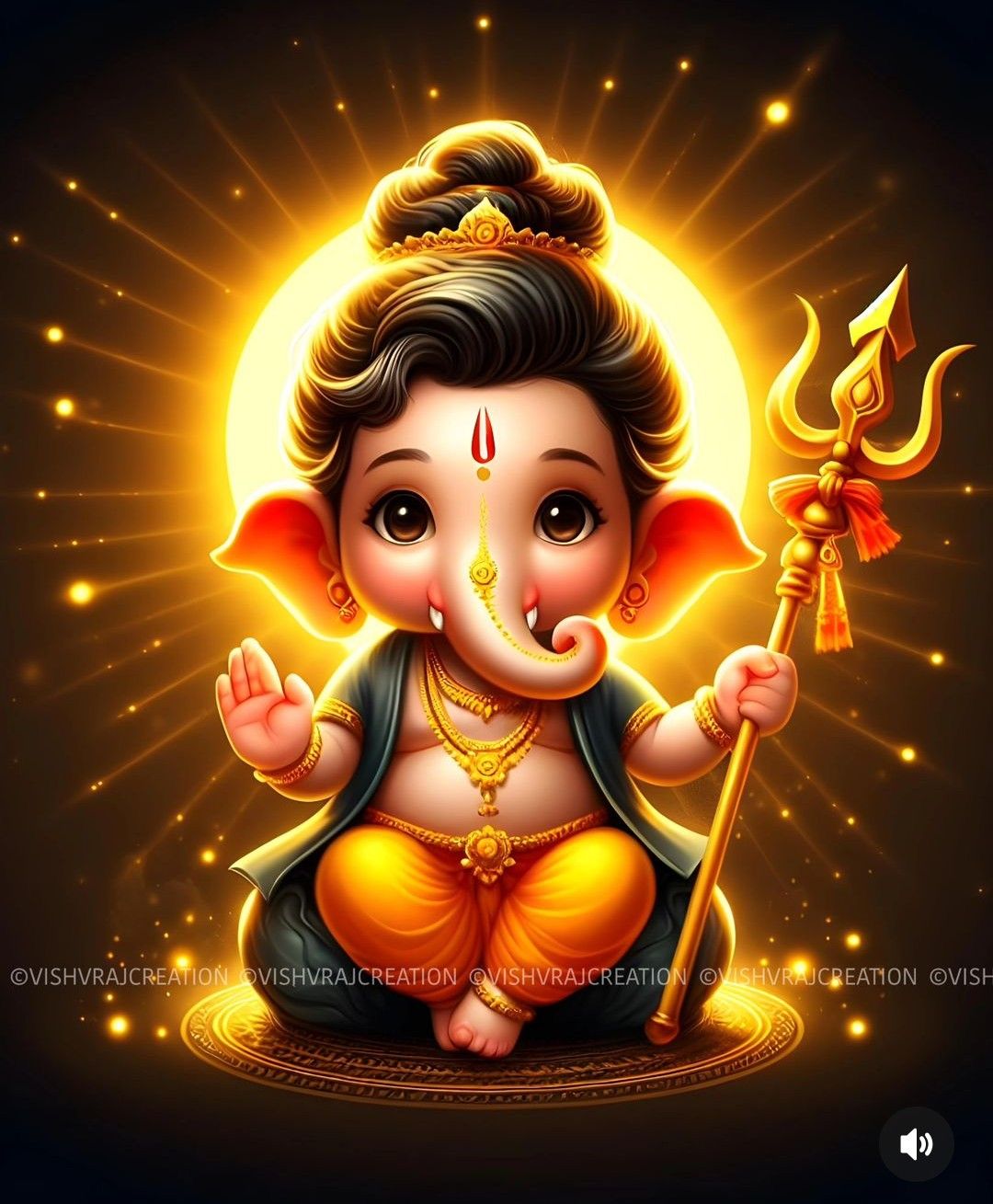 Traditional Lord Ganesha Poster for Home & Temple – 15x17 Inches"
