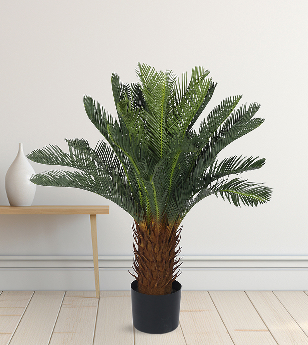 Artificial Plant 33inch Artificial Cycas Plants With Black Pot|Home Decor,Office Decor Perfect Housewarming Gift,Set of 1