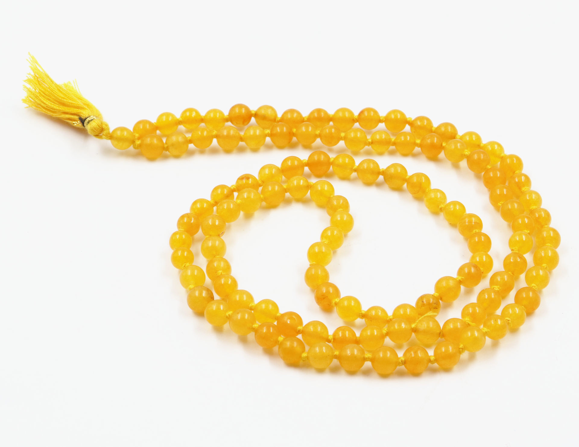 Natural Yellow Agate 6 MM Stone Prayer Rosary 108+1 Beads Jap Mala.