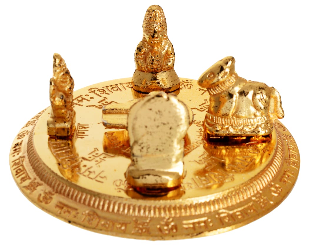The Happy Family Of Lord Shiv Parivar Idol In Brass (9 cm x 9 cm x 4cm) respectively.