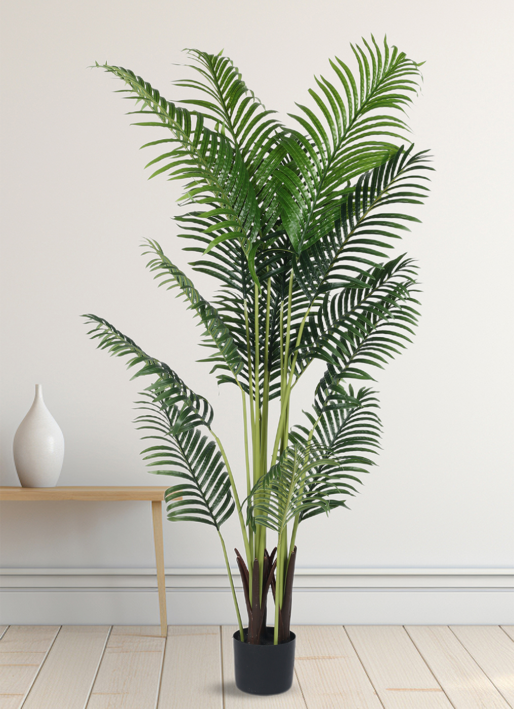 Artificial Plant 63inch Artificial Real Touch Areca Palm Plant With Black Pot |Home Decor,Office Decor Perfect Housewarming Gift,Set of 1