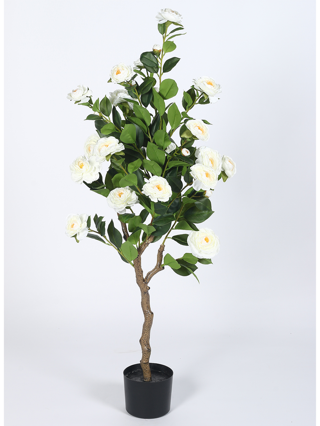 Artificial Plant 47inch Artificial Camellia Rose Flowers Plants With Black Pot|Home Decor,Office Decor Perfect Gift,Set of 1