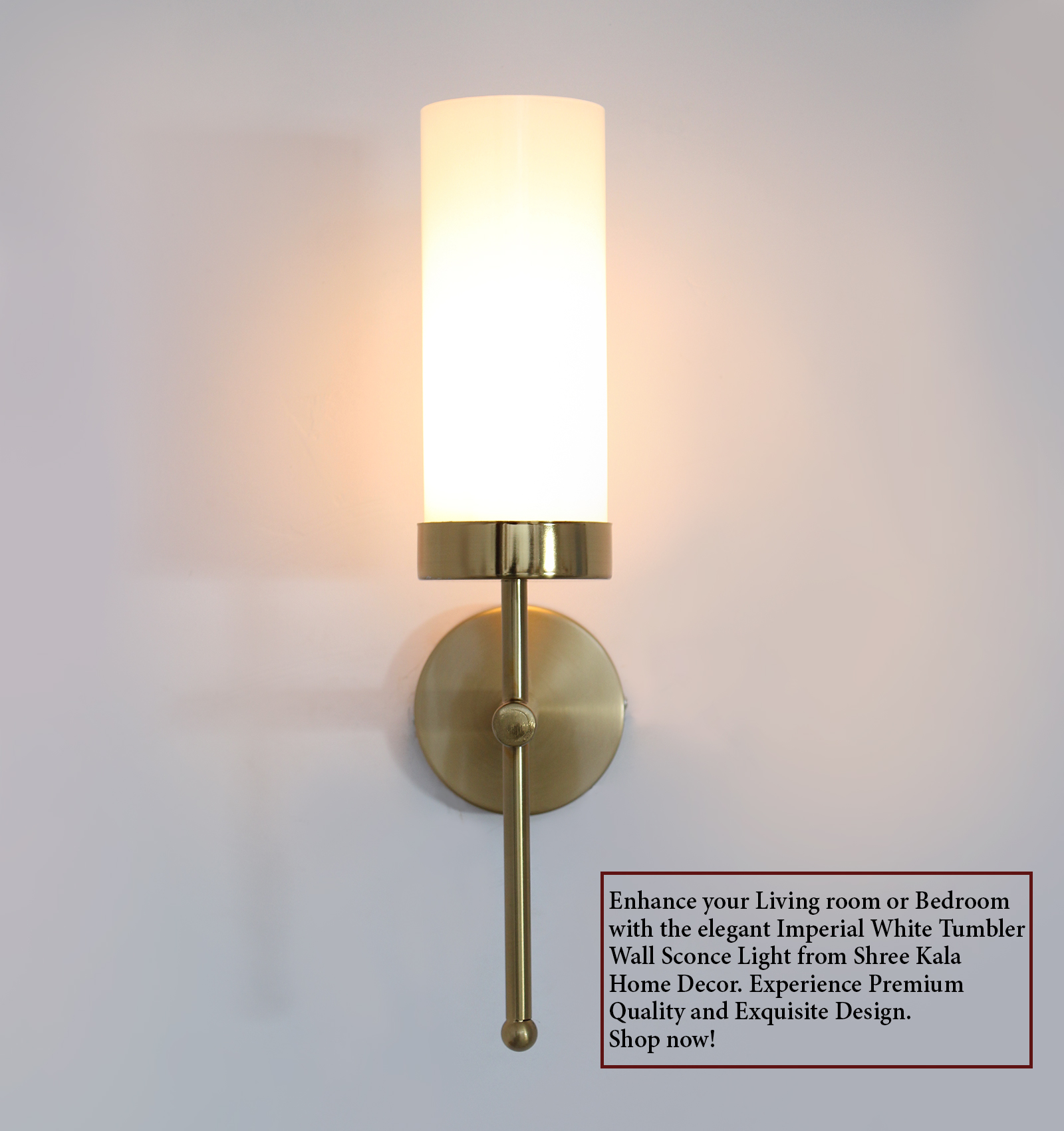 Imperial White Tumbler Wall Sconce Light