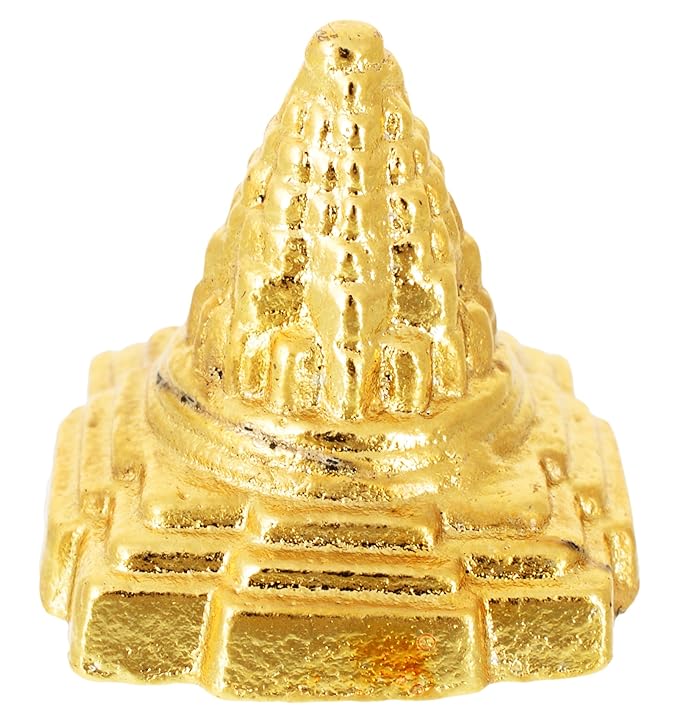 Zinc Meru Prusth Shree Yantra (2.5 x 2.5 x 3 cm) Golden