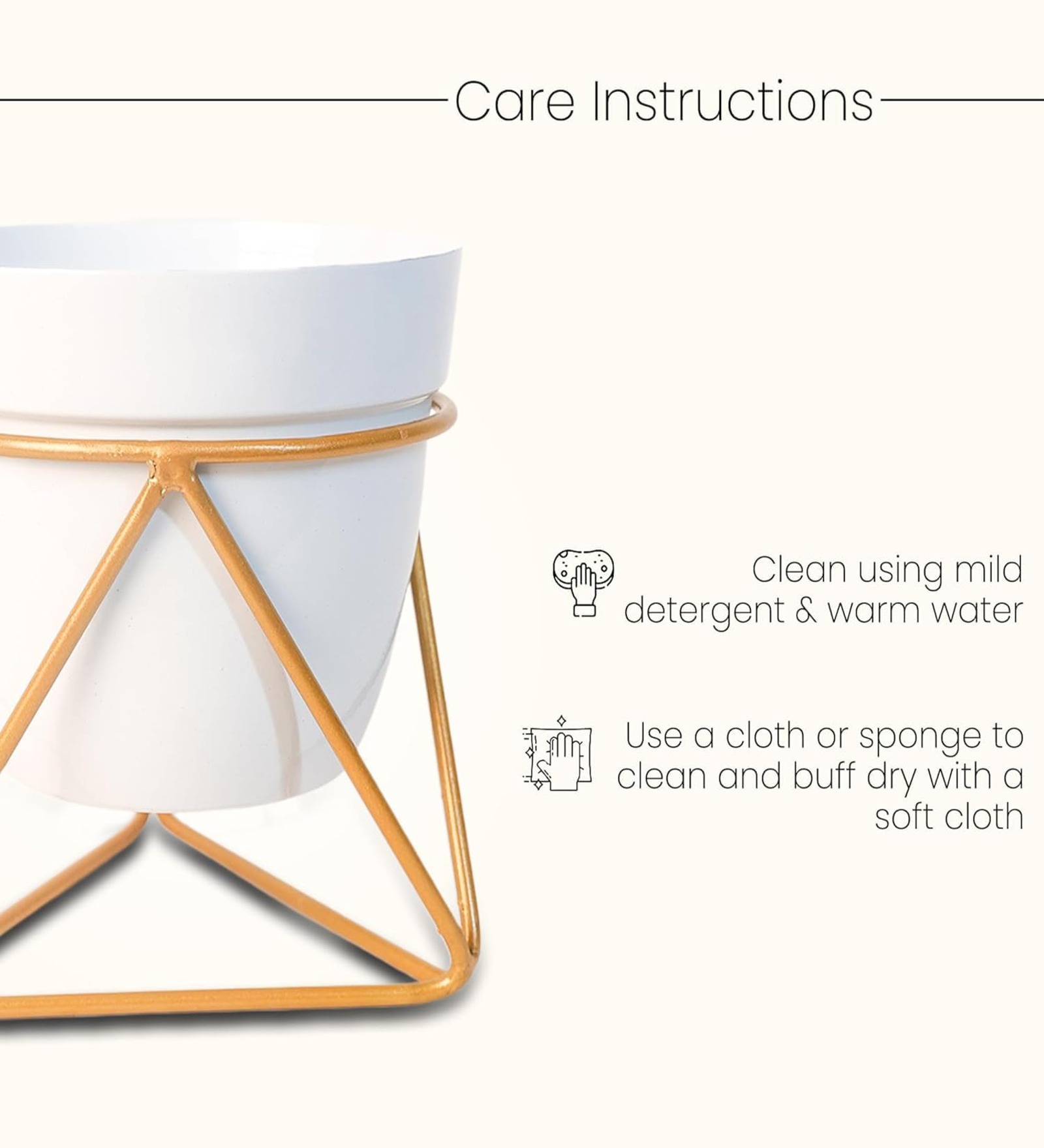 Iron Planter Pot Drainage hole with Metal Stand for Indoor and Outdoor Plants & Flowers | Table Top Planter with Stand for Living Room, Home Decor, Terrace, Balcony & Home Gardening,White