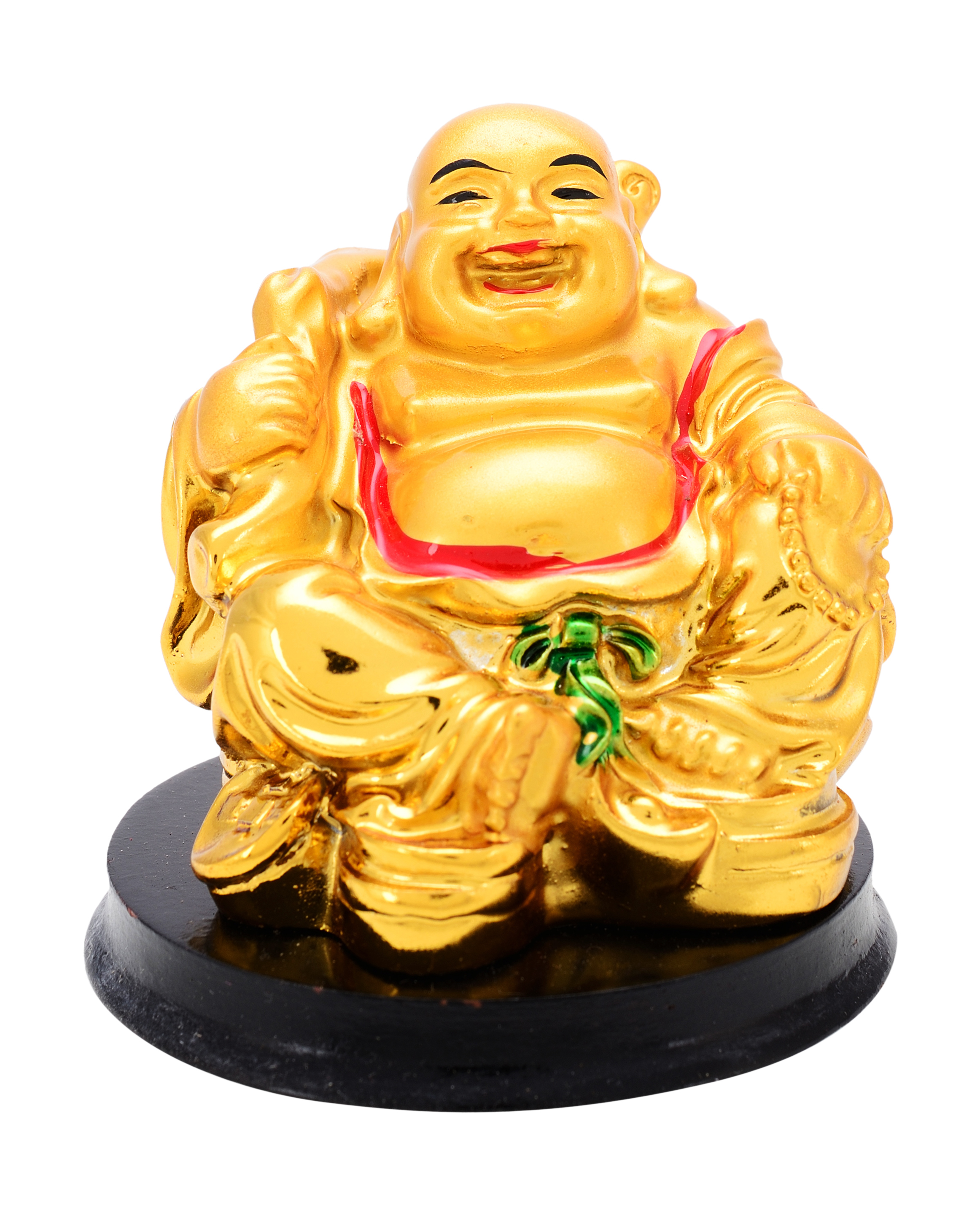 FengShui Laughing Buddha for Home Decor Wealth and Goodluck (6 x 6 x 6cm ) Golden.