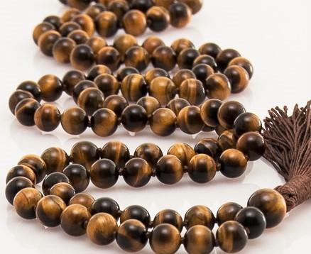 Natural Multi Tiger Eye Stone Prayer Mala -8 MM 108+1 Beads Jaap Mala  For Meditation With Certificate (45 x 2 x 1 cm) Multi.