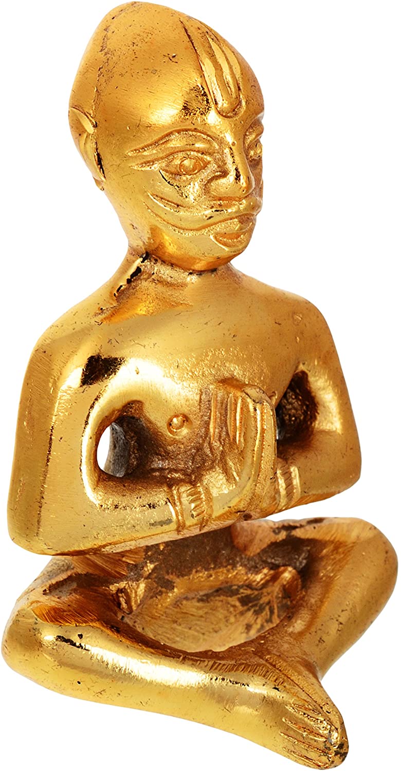 Brass Lord Vastu Purush Idol (4cm x 3.5cm x 6cm, Golden).