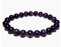 Natural Violet Amethyst Stone Stretchable Bracelet With Certificate For Unisex  (10 x 2 x 1 CM) Black.