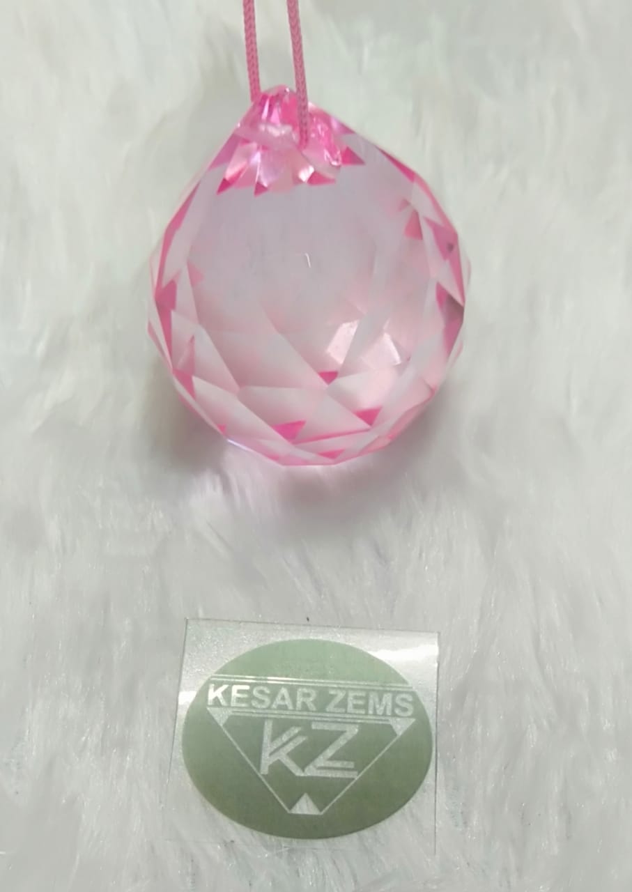 Crystal Hanging Ball With Pink,Purple,Yellow Thread For Good Luck and  Prosperity.