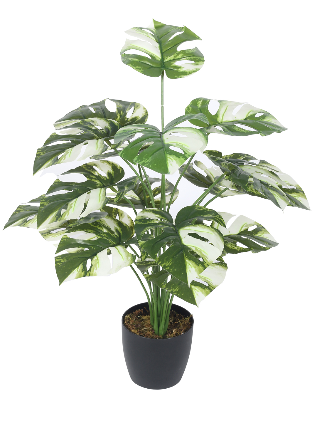 Aritificial Plant 27inch Artificial Real Touch Monstera White With Black Pot |Home Decor,Office Decor Perfect decor Gift,Set of 1