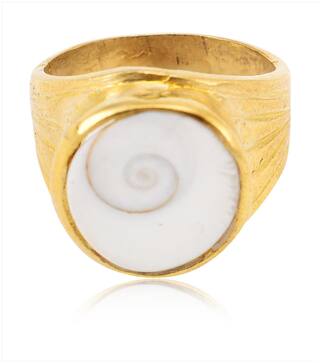NATURAL Gomti Chakra Stone Brass Ring For Unisex For Prosperity.