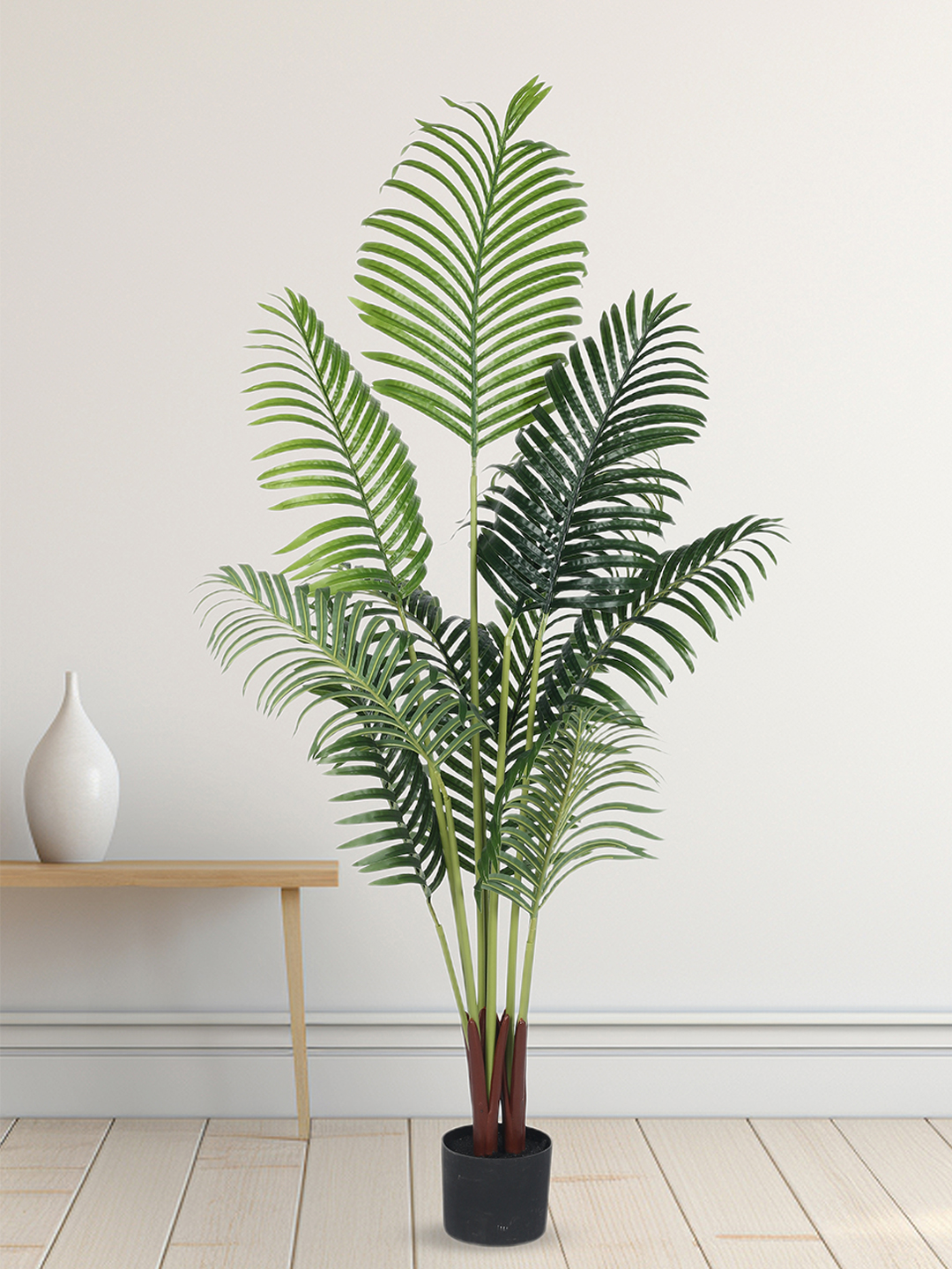 Artificial Plant 47inch Artificial Real Touch Areca Palm Plant With Black Pot |Home Decor,Office Decor Perfect Housewarming Gift,Set of 1