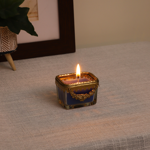 snowy whisper white scented candle glass jar with Golden Ring