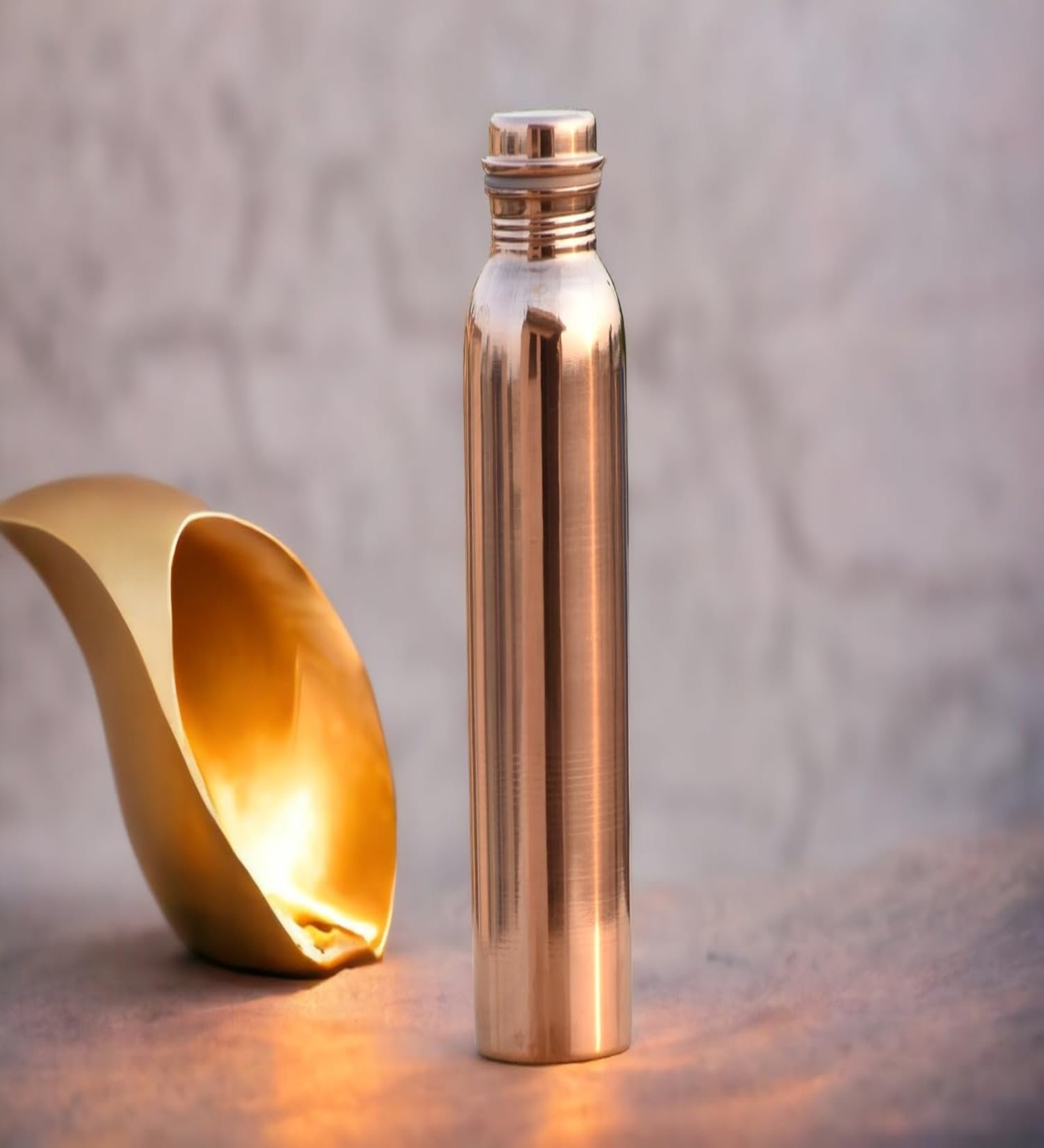 Pure Copper Water Bottle Leak Proof 1 Ltr Brown-Copper Vessel-An Ayuervedic Water Bottle-Capacity 34 Oz Plain Copper Bottle