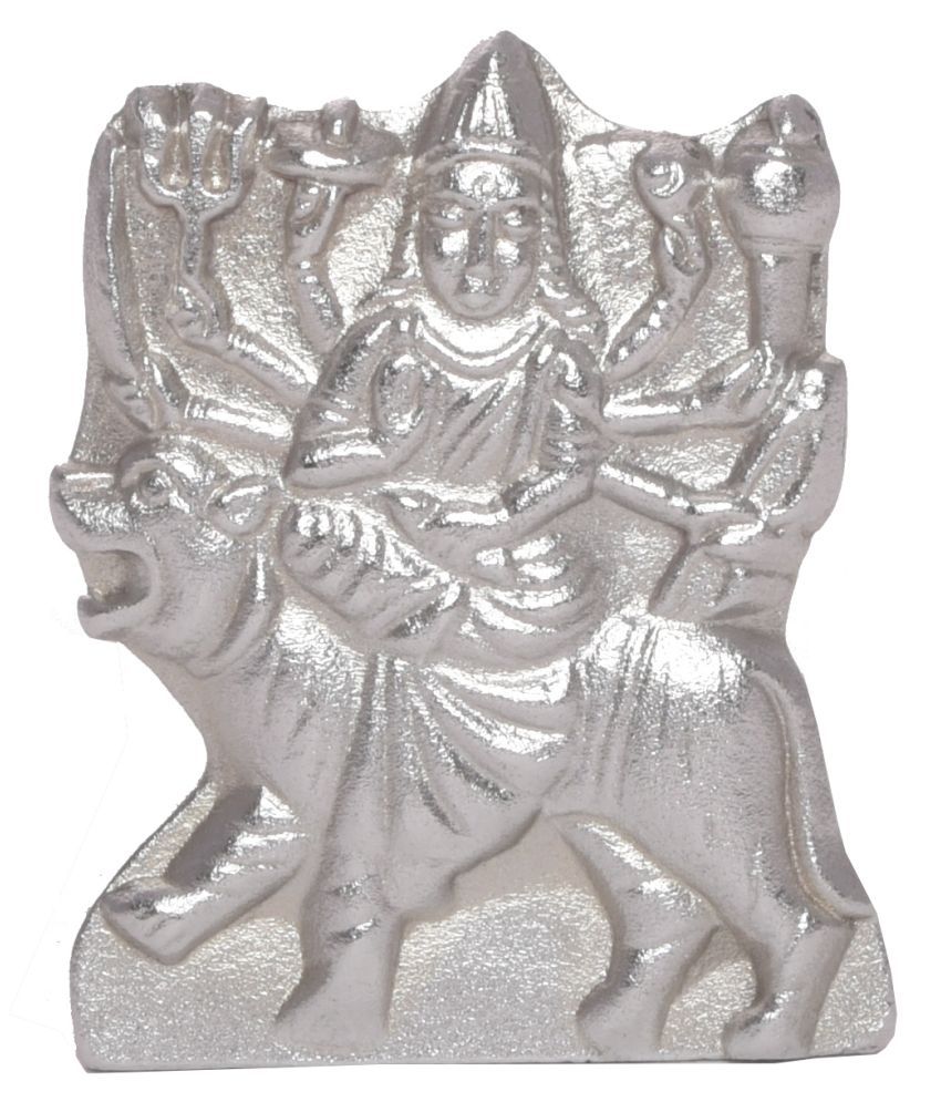 Mercury Goddess Durga Idol Parad Statue For Pooja (3 x 1 x 3 Cm, Silver.