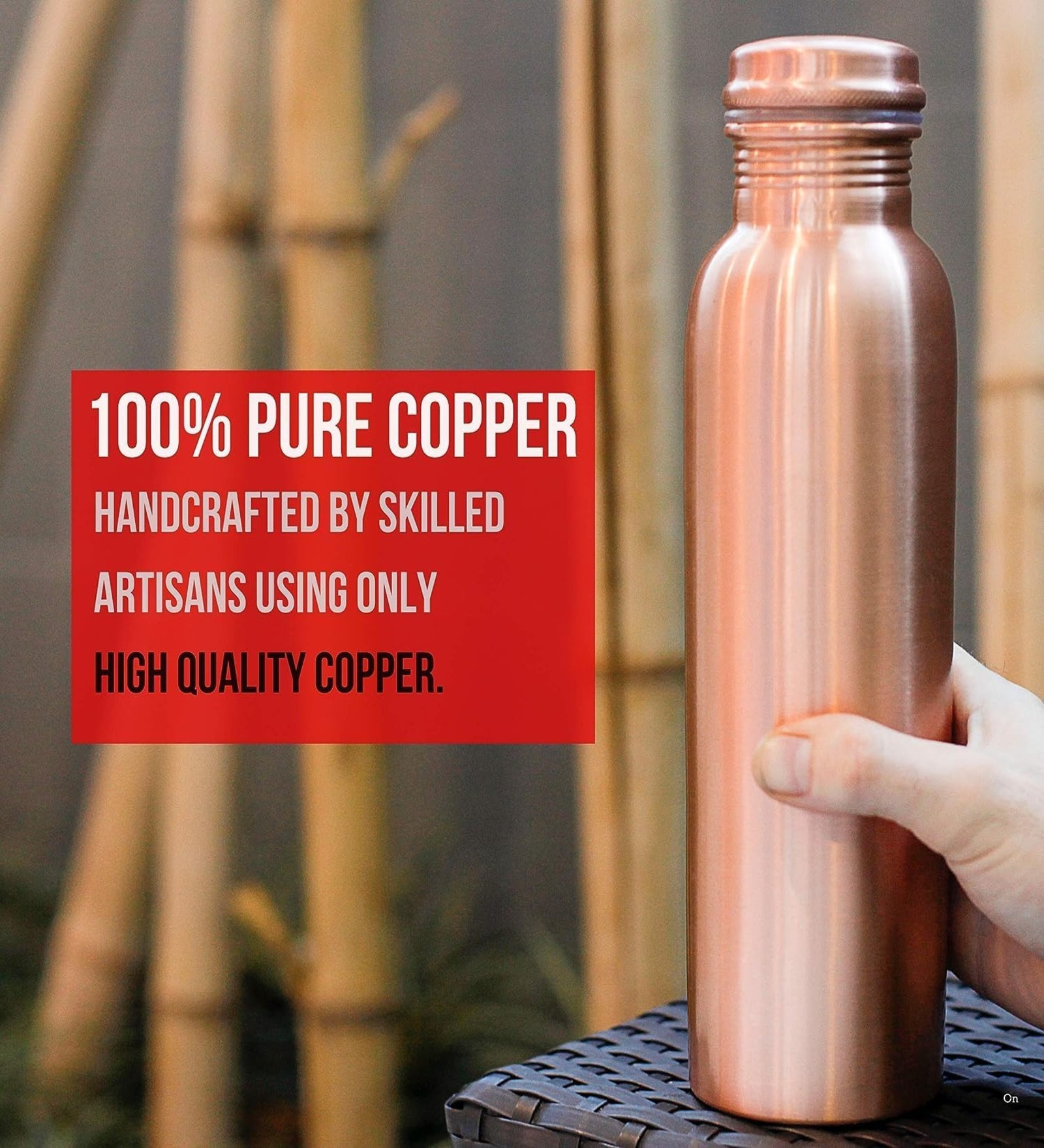 Pure Copper Water Bottle Leak Proof 1 Ltr Brown-Copper Vessel-An Ayuervedic Water Bottle-Capacity 34 Oz Plain Copper Bottle