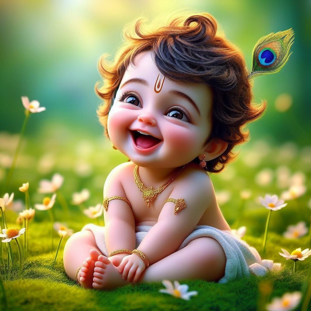 Krishna's Childhood Pastimes Poster | 15x17 Inches"