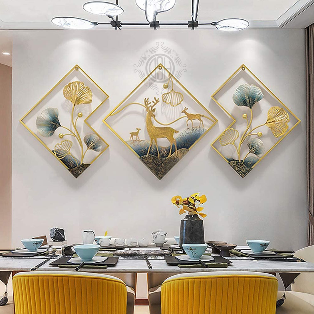 Metal Wall Decor Deer Wall Hanging Wall Art For Decoration. (Dear-Blu-3P)