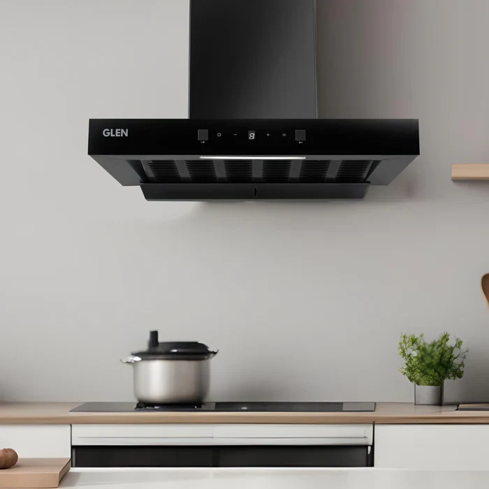 Auto Clean Filter less Kitchen Chimney, Motion Sensor control with Digital Display 60cm, 1200 m3/h (6052 DI BL AC 60)