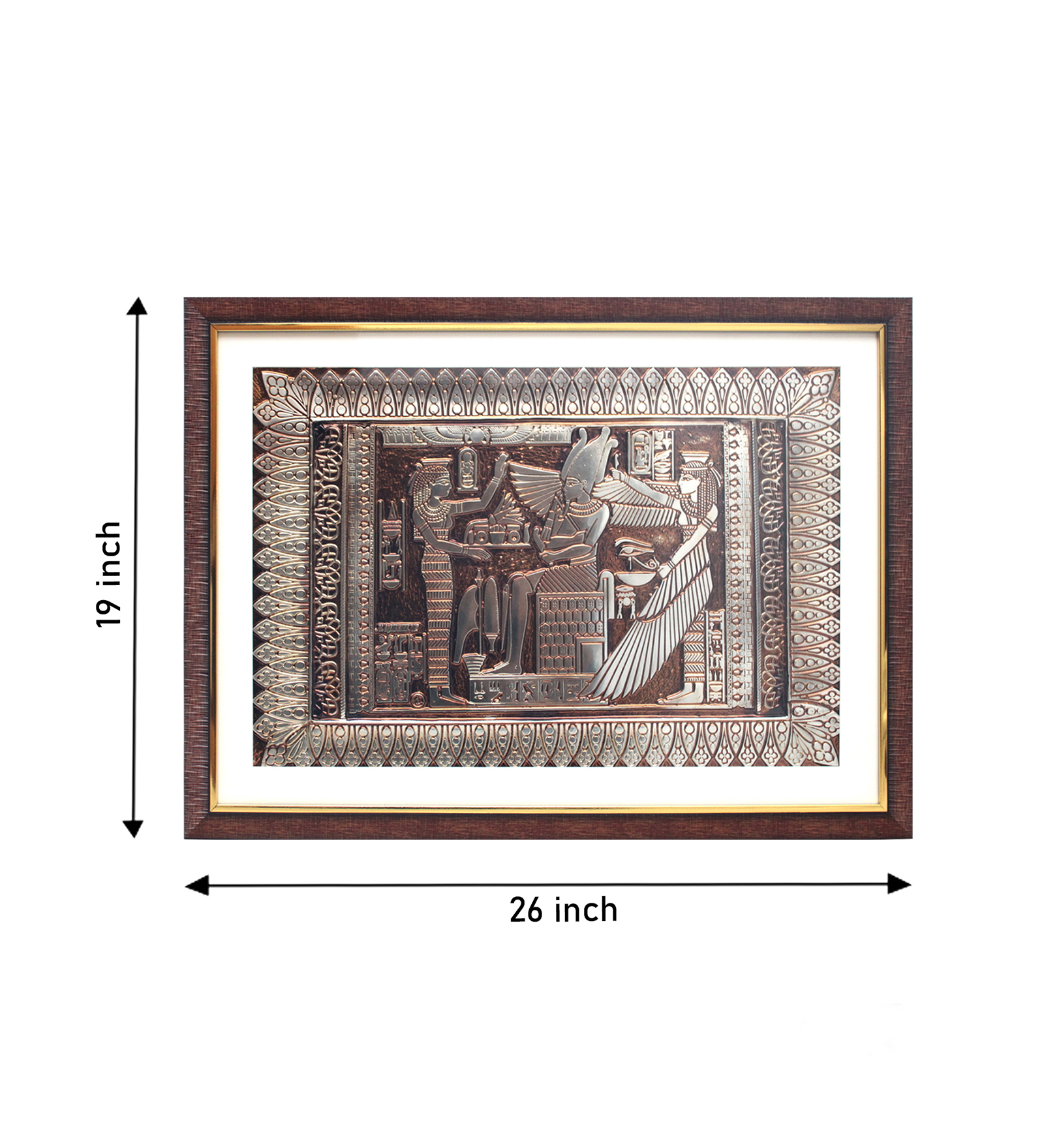 God Osiris with Winged Goddess ISIS Foil Embossed wall Painting