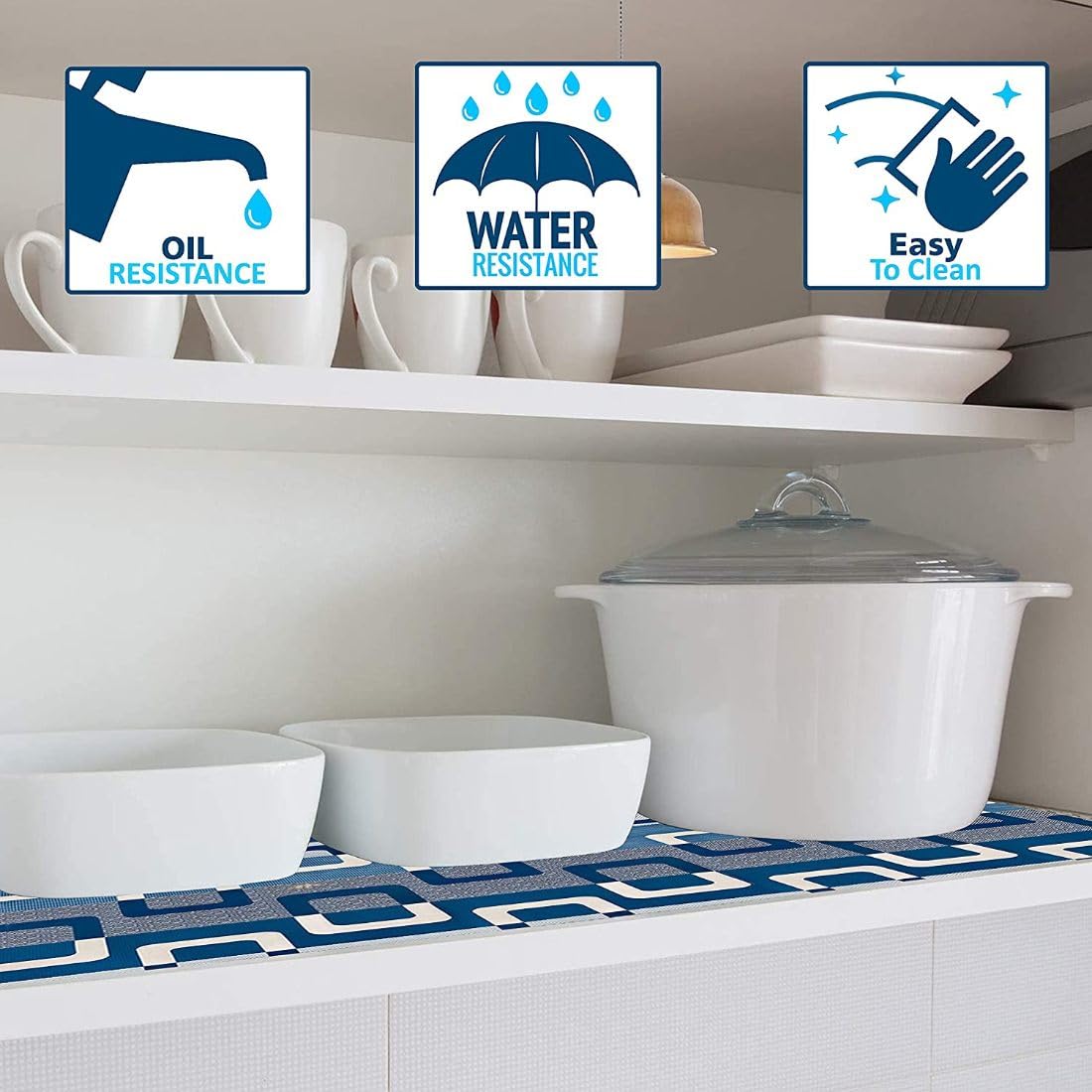 Rectangular Shelf Liner, Waterproof Non-Slip Sheet Roll / Mat for Drawers, Cabinets, and Shelves