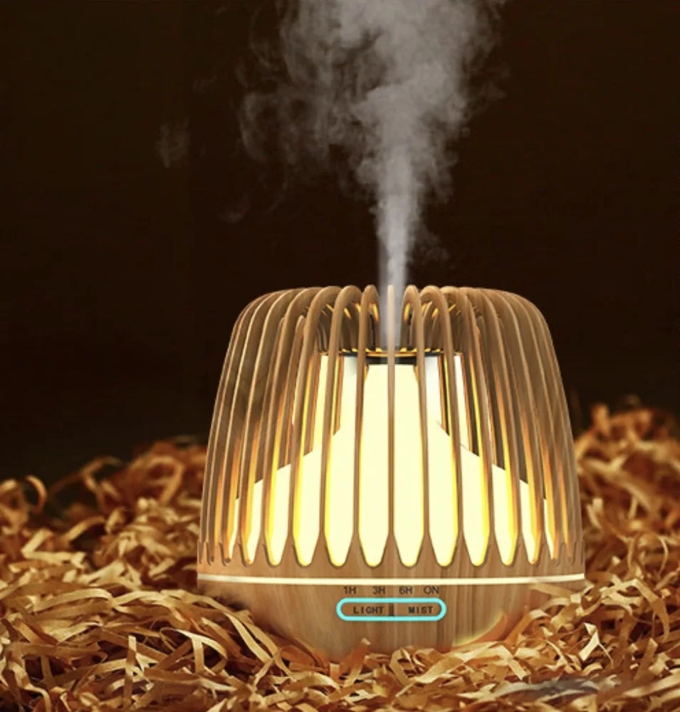 Ultrasonic Wooden Grill Air Humidifier and Essential Oil Diffuser – A Natural Touch of Serenity