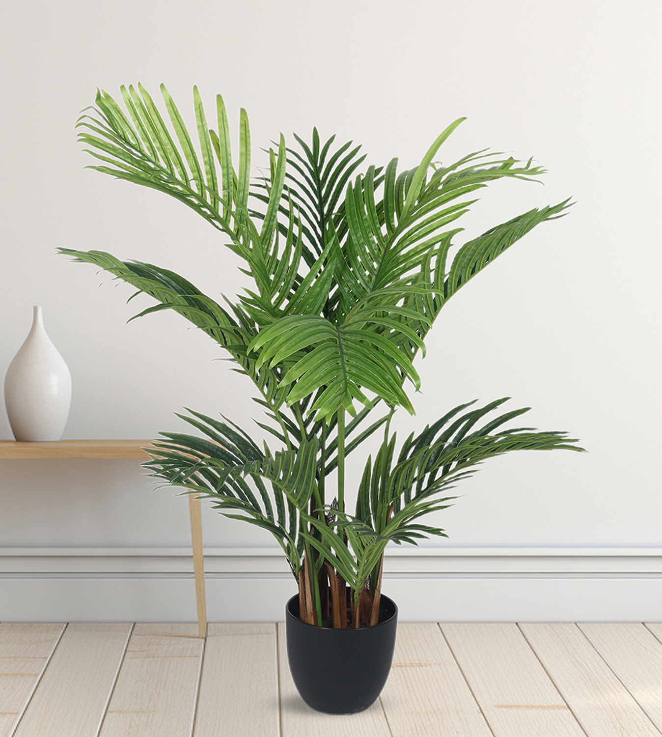 Artificial Plant 47inch Artificial Real Touch Areca Palm Plants big Leaves With Black Pot|Home Decor,Office Decor Perfect Gift,Set of 1