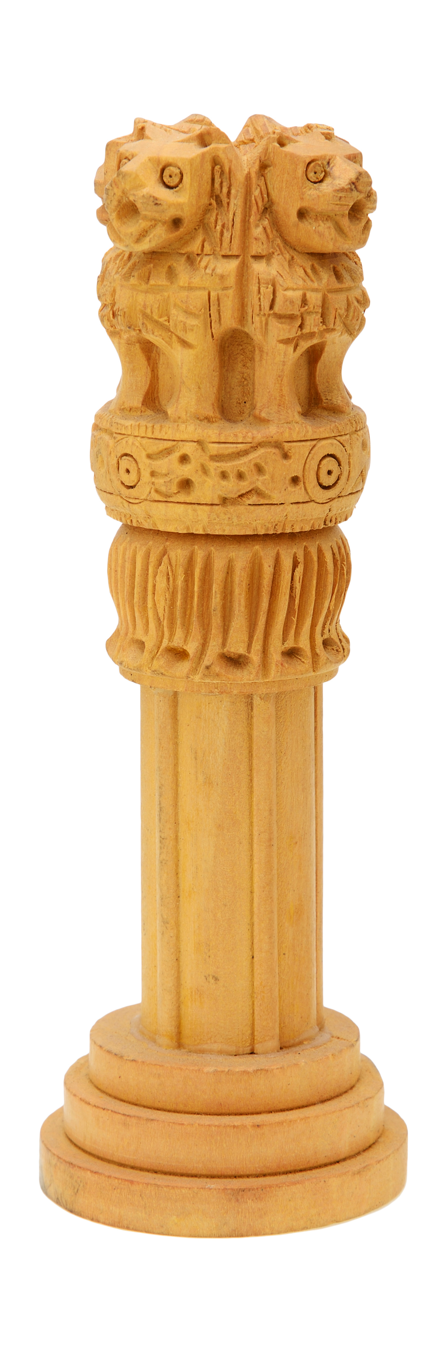National Emblem of India Statue Wooden Ashok Stumbh Height-10 Inch.