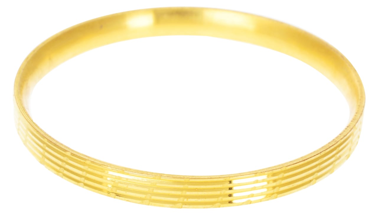 Designer Gold Plated Kada For Unisex (Size:2.6 Inche) Golden.
