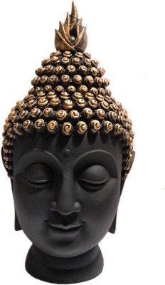 Religious Idol of Lord Gautam Buddha Face Head Bust 9 Inch Statue For Showpiece (10 x 10 x 23 CM) Black&Golden.
