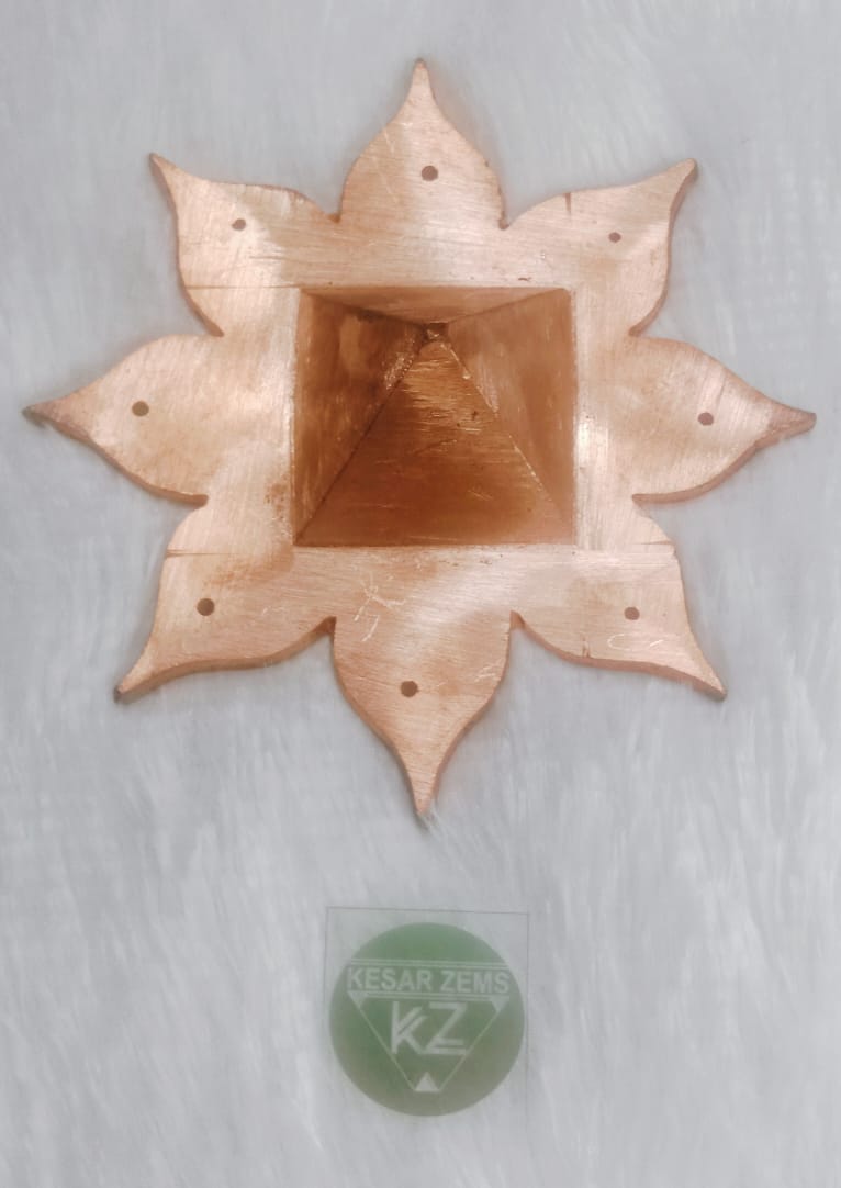 Vastu Remedies COPPER Padma Plate (Lotus Flower Plate) with Pyramid.