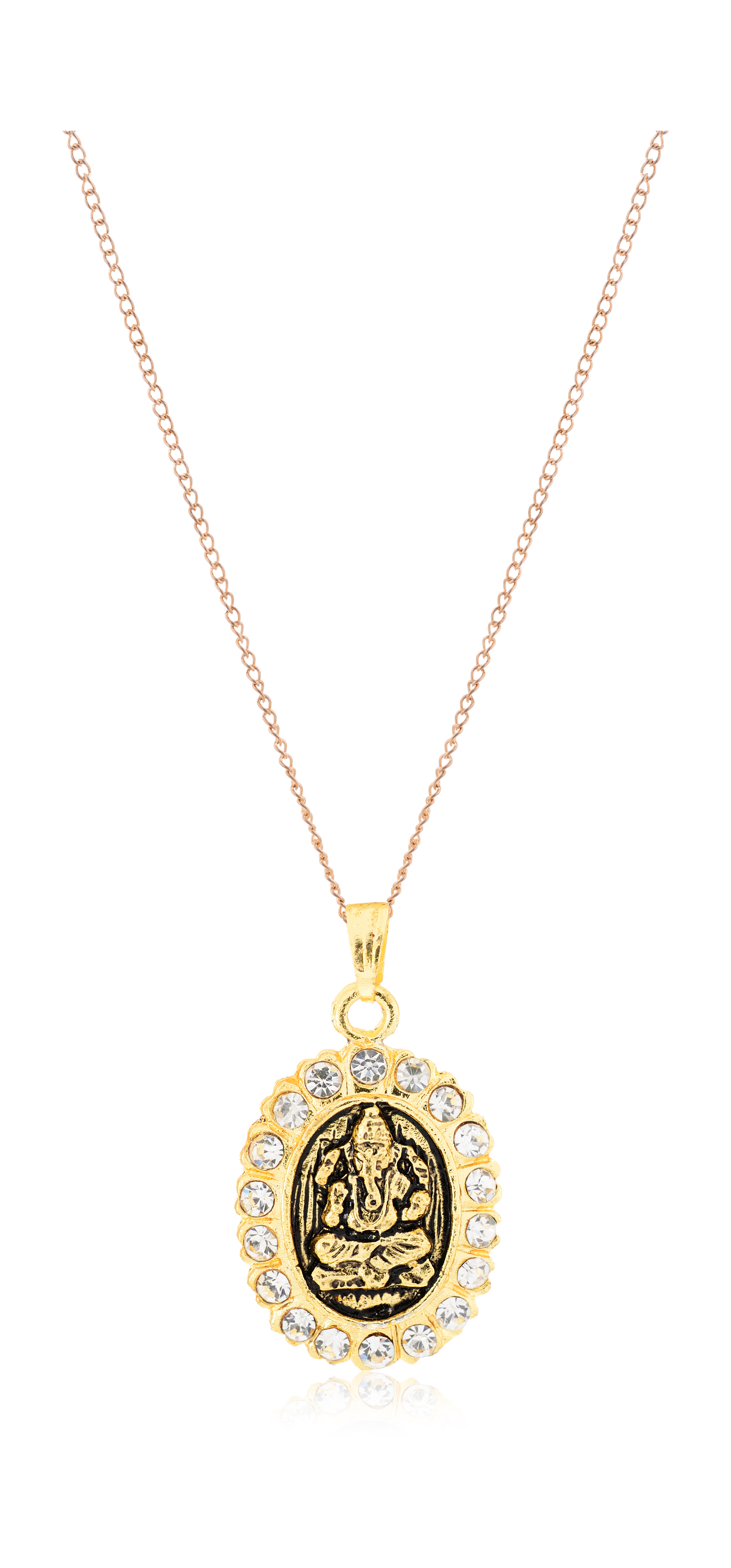 Golden Plated Diamond Ganesh Pendant For unisex (3x2x1 CM)Metal.