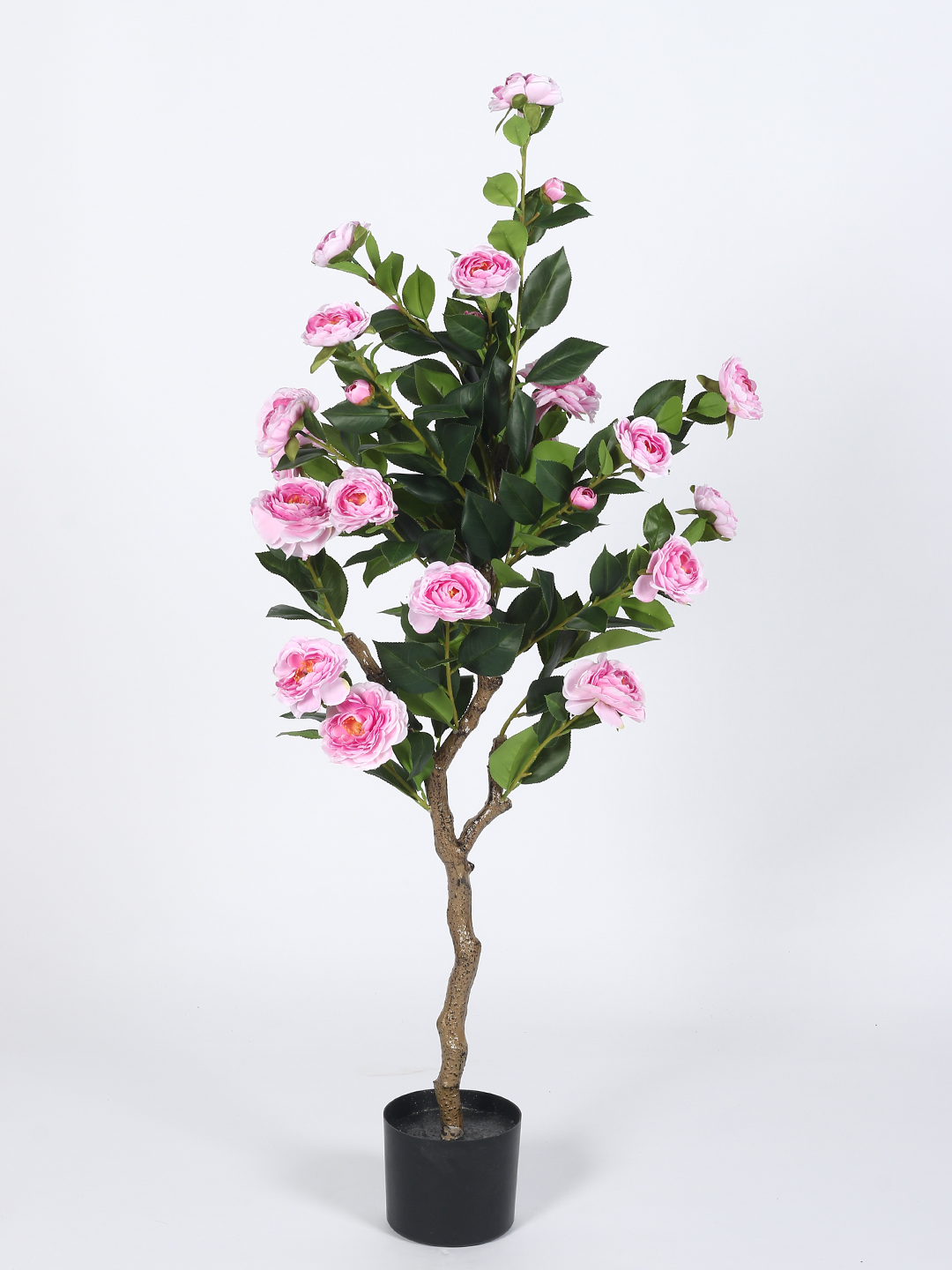 Artificial Plant 47inch Artificial Camellia Rose Flowers Plants With Black Pot|Home Decor,Office Decor Perfect Housewarming Gift,Set of 1