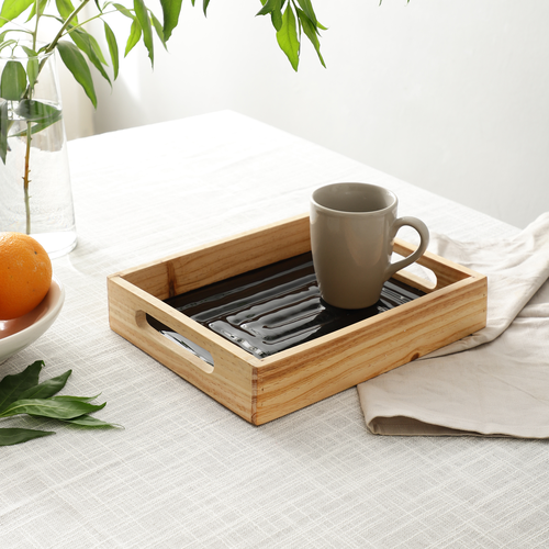 Hugo Black Glass Tray - small size and Large size