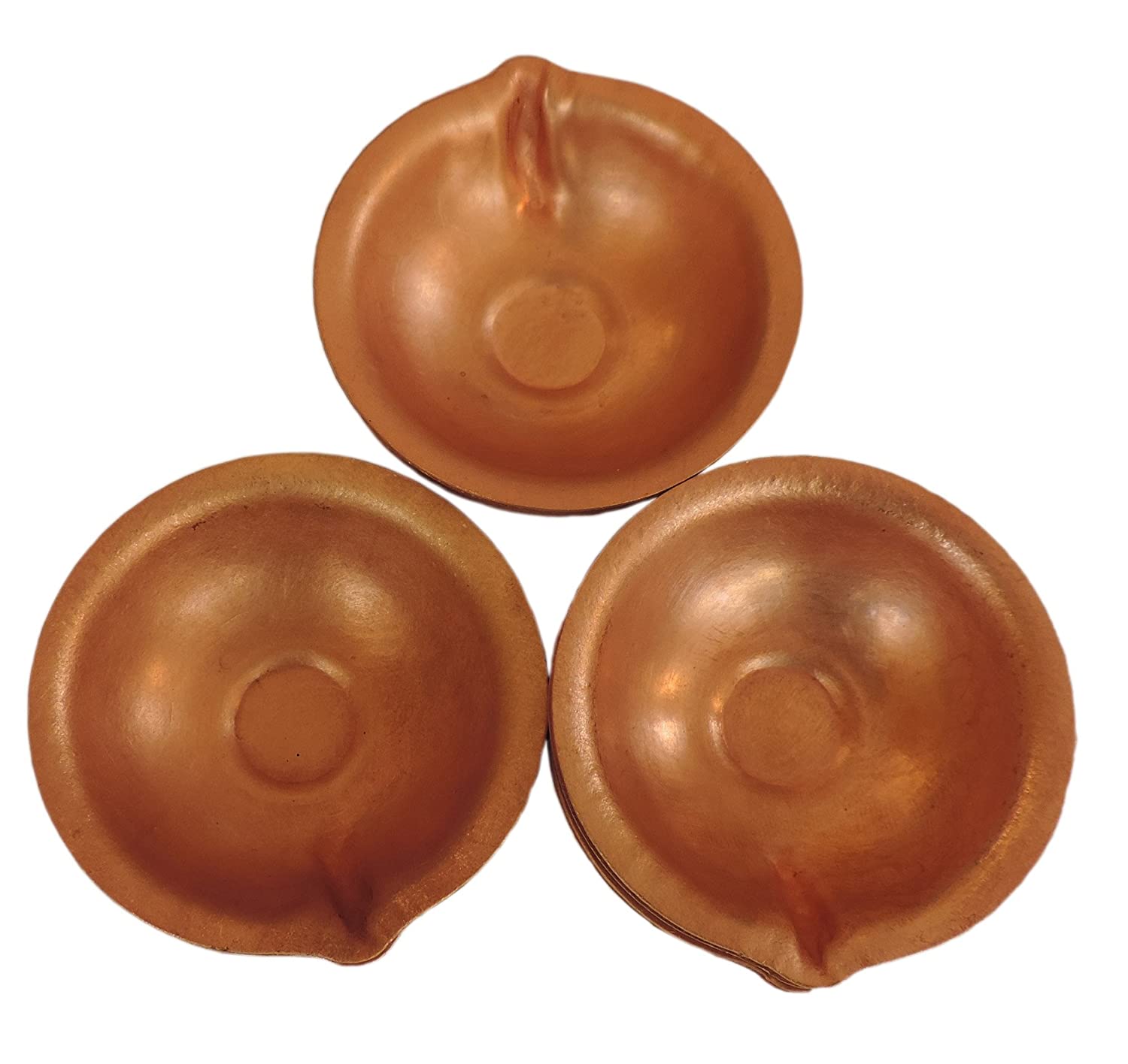 Copper Diya Set (4 cm x 4 cm x 3.5 cm).