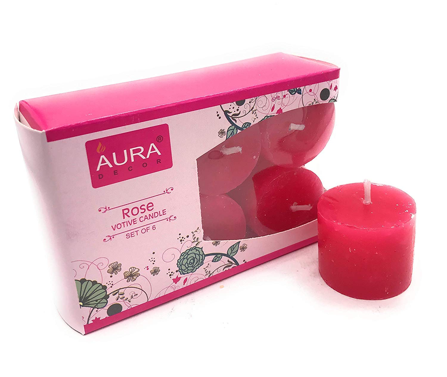 Set of 6 Rasp Berry Fragrance Votive Candles, Burning Time Approx 5 Hours Each