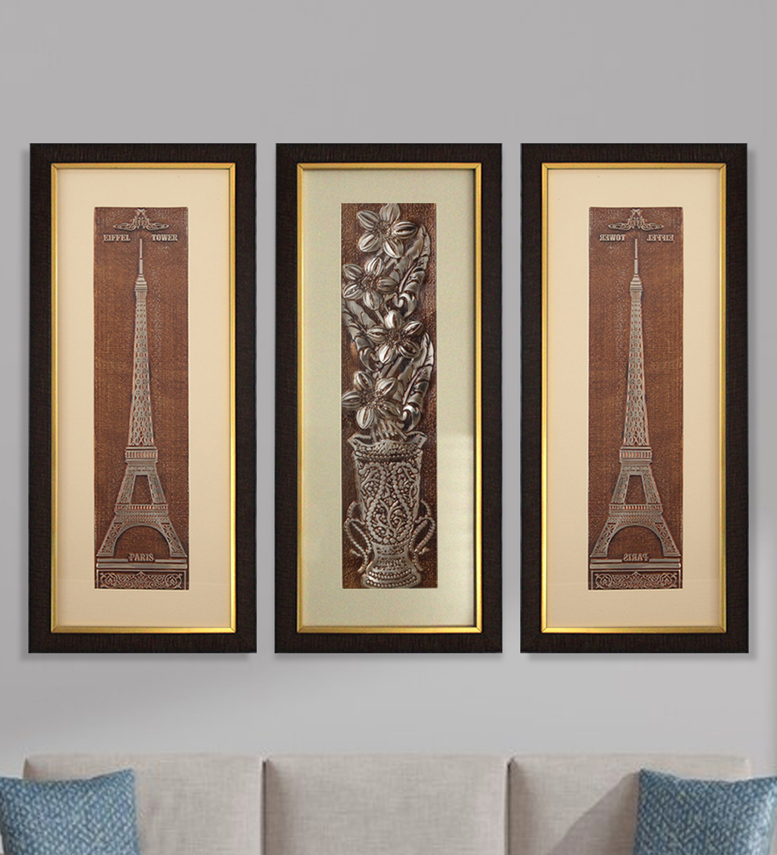 Eiffel Tower And Flower Wall Painting