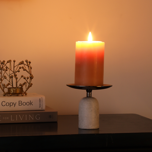 Marble Pri Pillar Candle mini stand in black, Gold