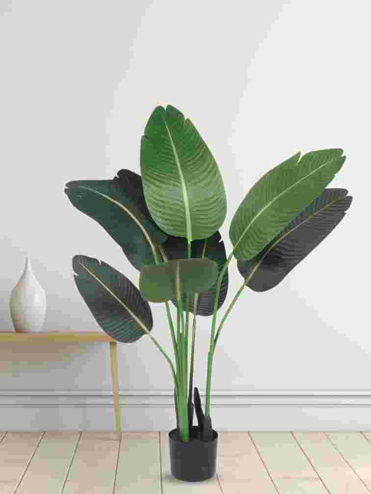 Artificial Plant 47inch Artificial Bird of Paradise Banana Plants With Black Pot |Home Decor,Office Decor Perfect decor Gift,Set of 1