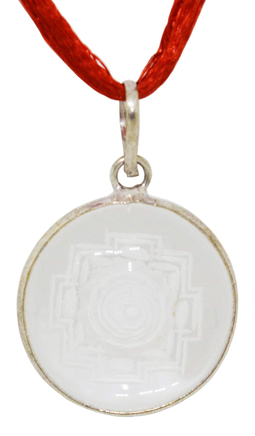 Crystal Sfatik Shree Yantra White Stone Pendant for Men and Women.
