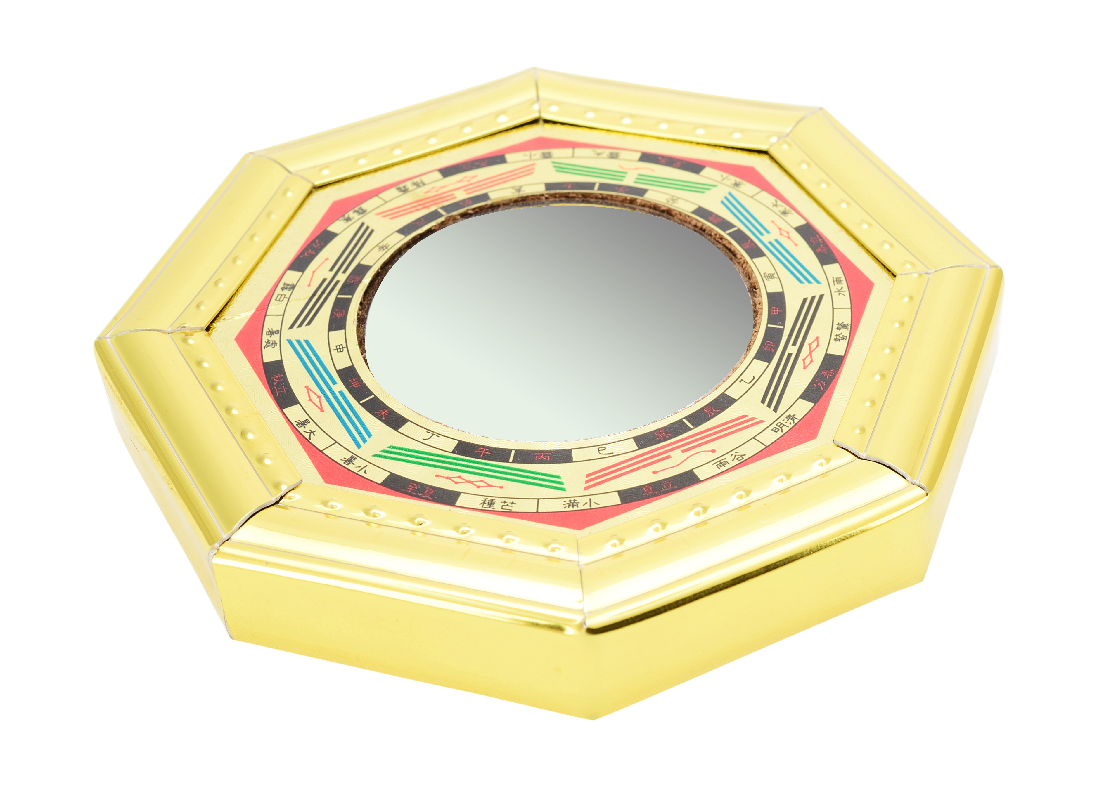 FengShui Multicolor Bagua -A Mirror For Positive  Energy For wall / door decor protection (12.5 x 12.5 x 1.5,Blue+ Golden).