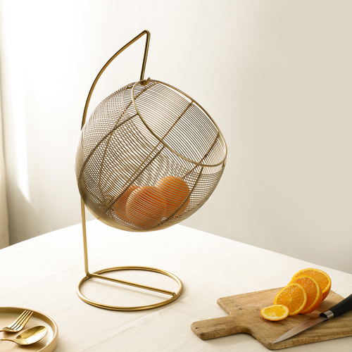 Skye's Fruit & Bread Basket in Gold finish,Yellow