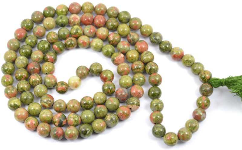 Natural Unakite Rosary, Prayer Mala -8 MM 108+1 Beads Jaap Mala.